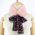 Winter Leopard Printed Streamers Silk Scarf Women Soft Faux Rabbit Fur Collar Scarves Shawls Elegant Fashion Women Scarf